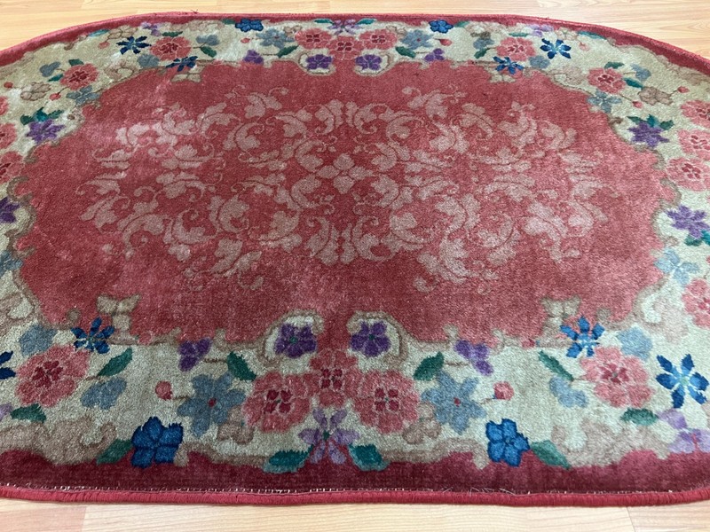 3' x 5' Antique Oval Chinese Art Deco Oriental Rug - 1930s - Hand Made gallery