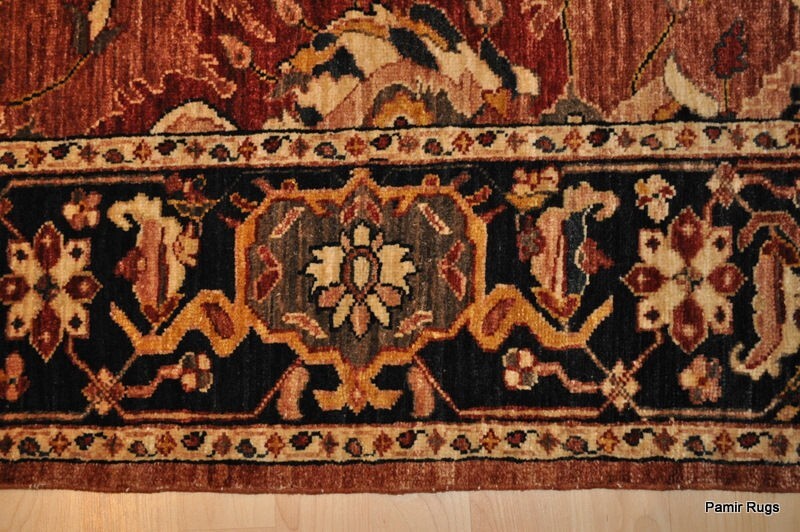 5'X 7' Great quality Handmade vegetable dye wool RUST BLUE NAVY HERIZ RUG gallery