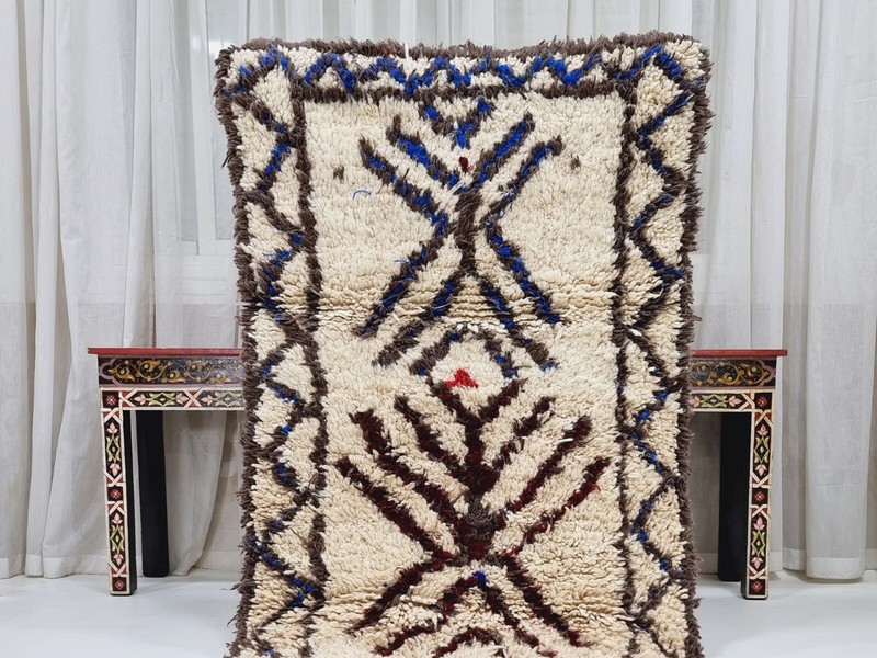 Moroccan Handmade Vintage Rug 3'x7' Berber Abstract Taupe Wool and Cotton Rug gallery