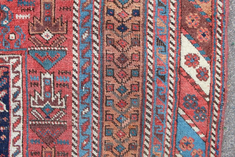 Antique Worn Traditional Hand Made Oriental Blue Red Gold Wool Carpet 352x218cm gallery