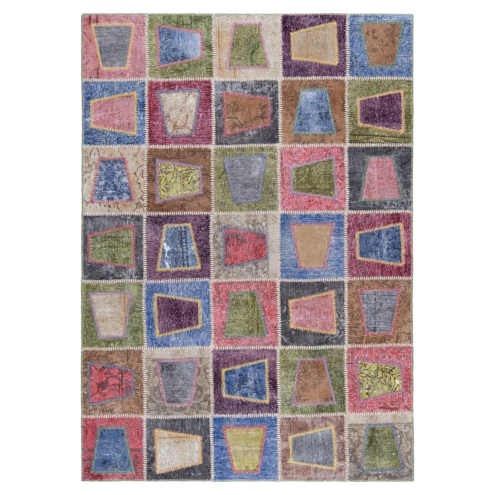 Patchwork 213x151 cm Hand Knotted Vintage Oriental Rug Rectangular