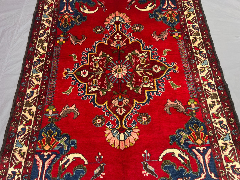 3'8x5 ft Vintage Caucasian Hand Knotted Wool Floral Central Medallion Accent Rug gallery
