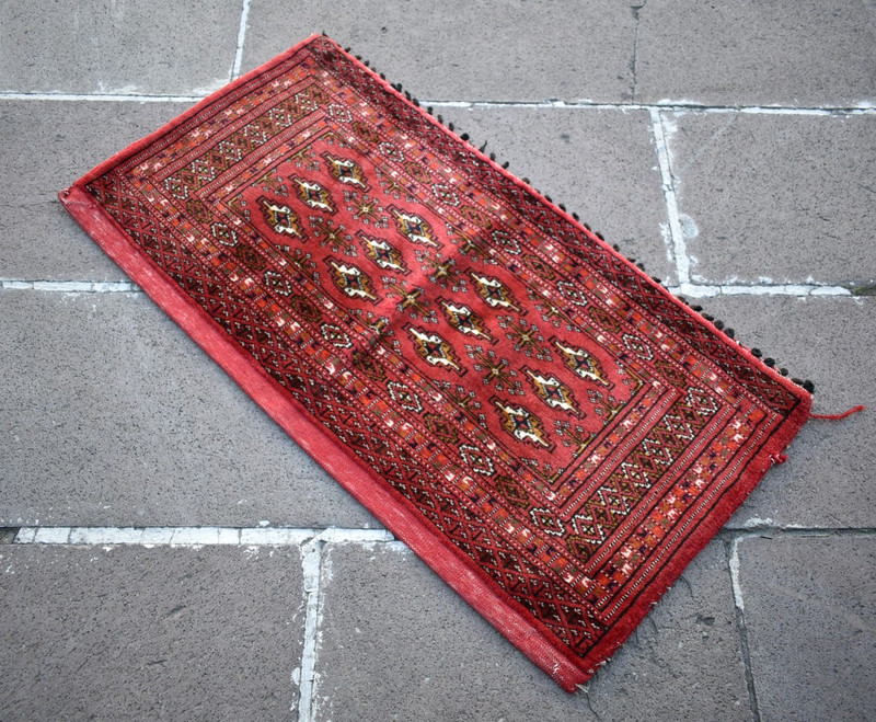 Vintage Tribal Bokhara Rolling Pin Bag Rug 33'' x 17'' Wall Hangings Torba Rug gallery