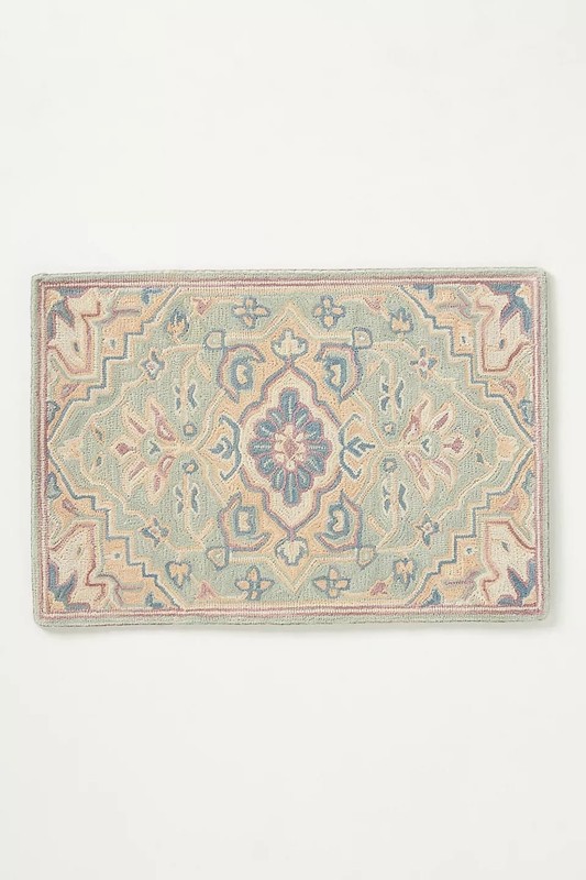 Hand-Tufted Wool Rug – Loop Weave Elegance in Soft Pastel Medallion Design gallery