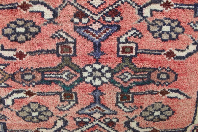 Vintage Hand Made Vagereh Traditional Oriental Wool Pink Red Small Rug 63x61cm gallery