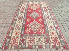 Turkish Area Rug Handmade Kilim Wool Rug Tribal Floor Carpet Boho Carpet 44″x78″