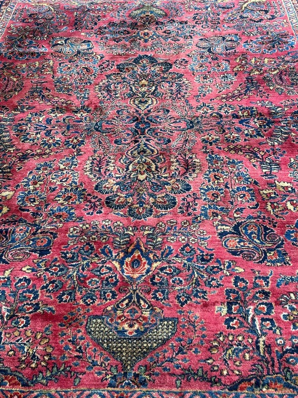 9X12 Antique Rug Fine Manchester Wool Traditional Rose Red 259cmx359cm c.1890 gallery