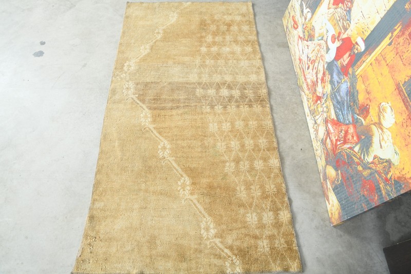 handmade neutral vintage turkish small rug 3x5 oushak oriental mini carpet,936 gallery