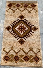 Vintage Mid-Century Scandinavian: Long-Pile Rya Shags, Traditional Rug (3×5 ft.)