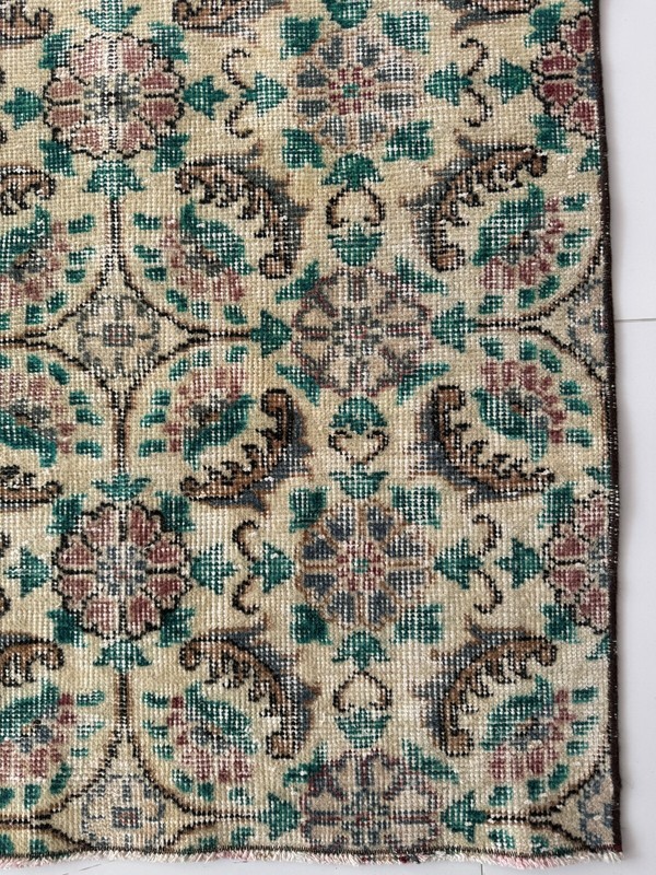 2x8 Turkish Vintage Runner Rug, Handmade Wool Carpet, Beige Blue Red Runner Rug gallery