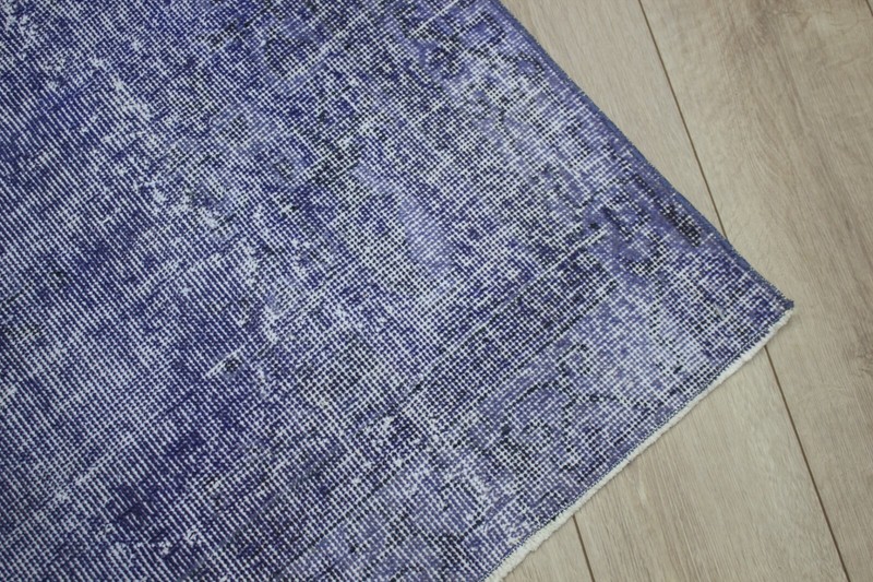 Overdyed Runner Rug Traditional Handmade Vintage Blue Sparta Wool Carpet 2x7 ft gallery