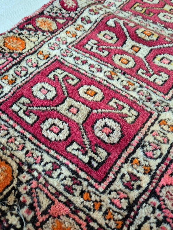Antique Rug Pillow, Hand Woven Small Carpet, Wool Rug, Anatolian Carpet,Handmade gallery