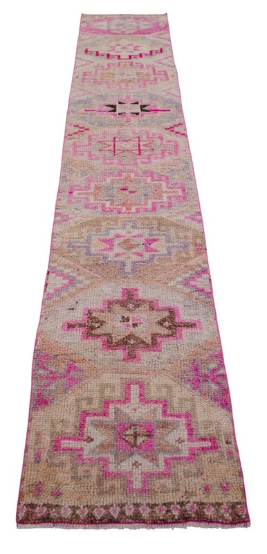 Turkish Runner Rug Hand Made Rug, Tribal Rug, Narrow Runner, PINK Rug 2 x 11 ft gallery