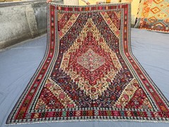 Vintage Turkish-Inspired Caucasian Kilim Rug 7×10 Tribal Oriental Bedroom Rug