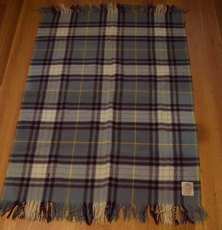 Vintage 100% Wool Fola Rug Plaid Fringed Made in England gallery