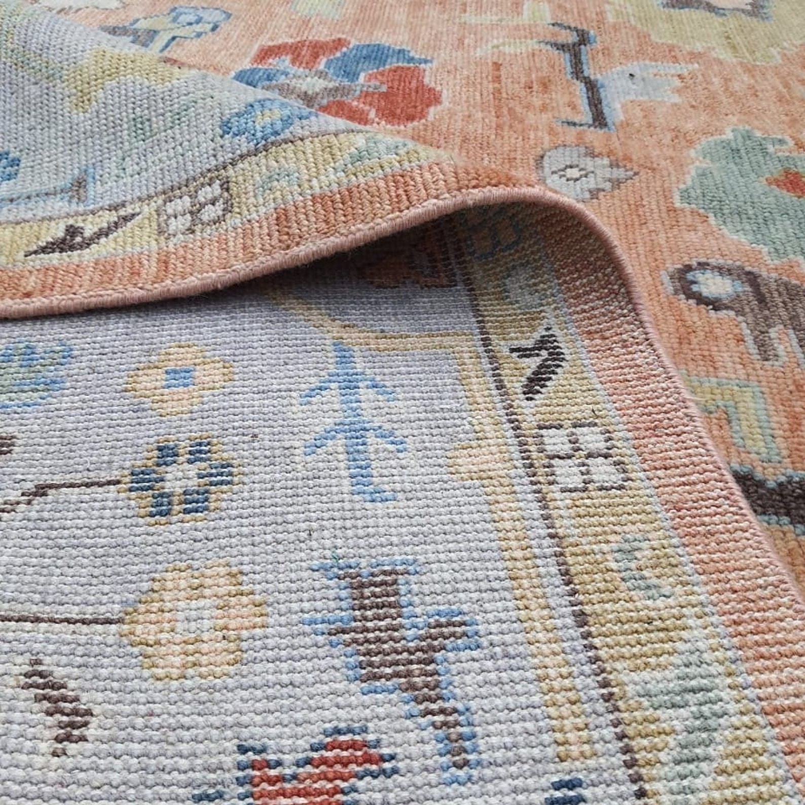 Vintage Turkish Oushak Rug, Beige 9X12 ft, Handmade Wool, Bohemian Anatolian gallery