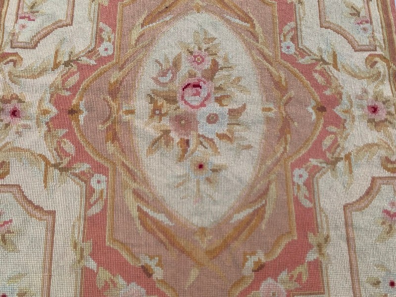 Vintage Handmade Aubusson: French Style Chain-Stitch, Needlepoint Rug 2x4 ft gallery