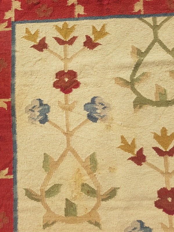 Vintage Handmade Scandinavian Style Floral Wool Multicolor Kilim Rug 5.1x3.0 ft gallery