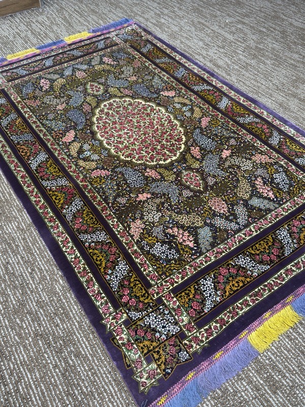 Handmade 100% Silk Classic Shah Abbasi Floral Area Rug 3x5 Ft High Knot KPSI 729 gallery