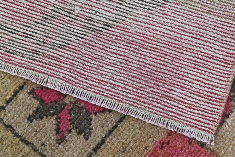 Vintage Turkish Runner Rug 2x10ft Wool Anatolian Handmade Hallway Oushak PINK gallery
