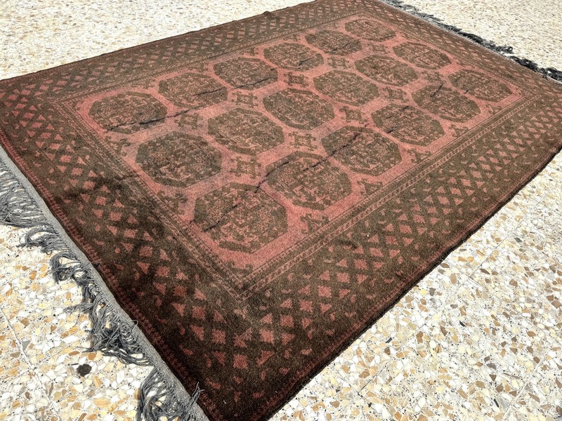 Pink Terracotta Antique Afghan Area Rug 6x9 Faded Neutral Turkmen Nomadic Carpet gallery