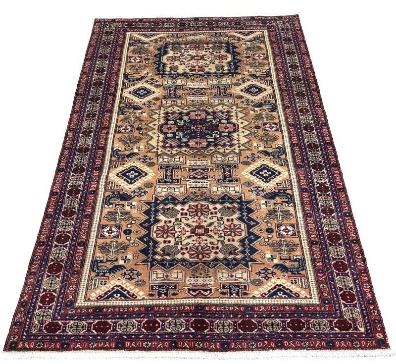 Vintage Hand Knotted Wool Oriental Tribal Camel Area Rug 4x7 Antique Large Room gallery