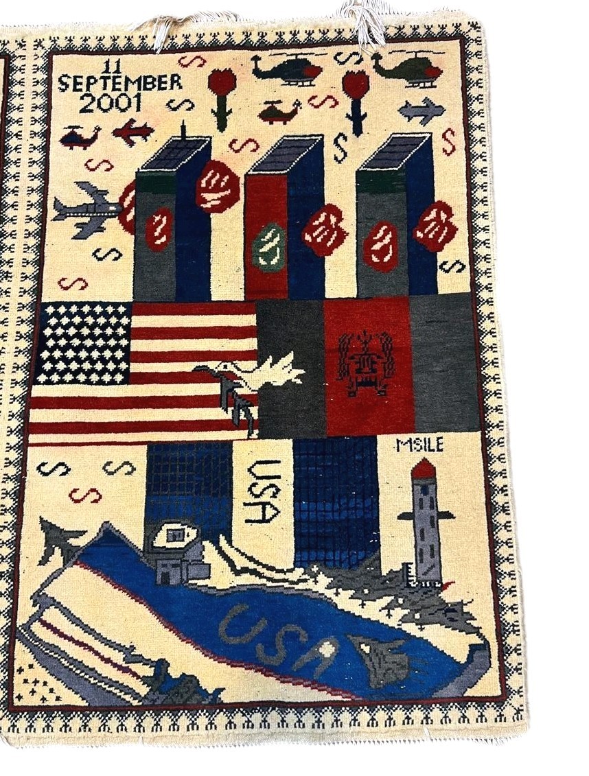 9/11 Handmade Afghanistan Amazing war rug Great Quality Beauiful design 5ftx3f gallery
