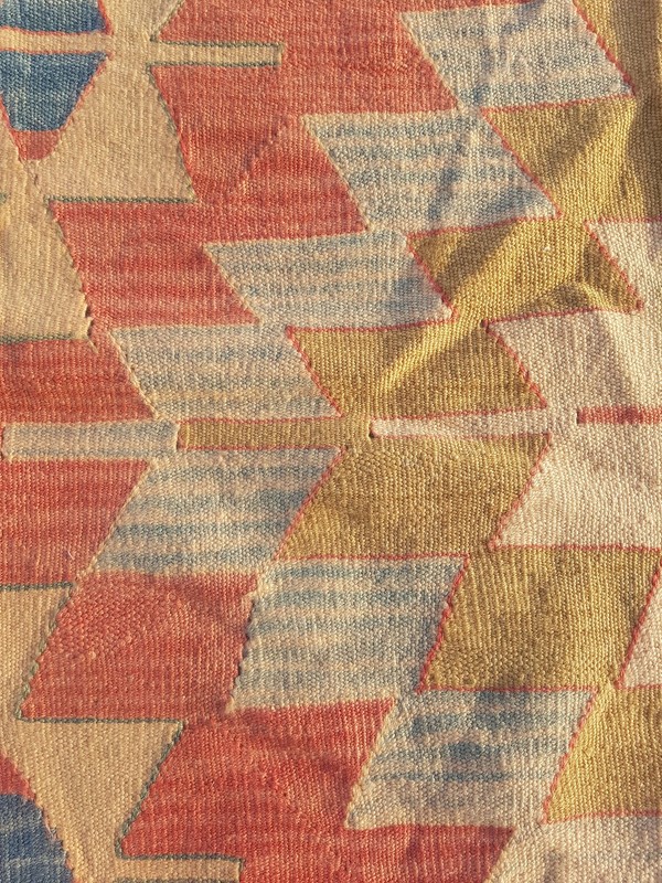 Distressed Fine Vintage Traditional Hand Made Oriental Wool Kilim 176x114cm gallery