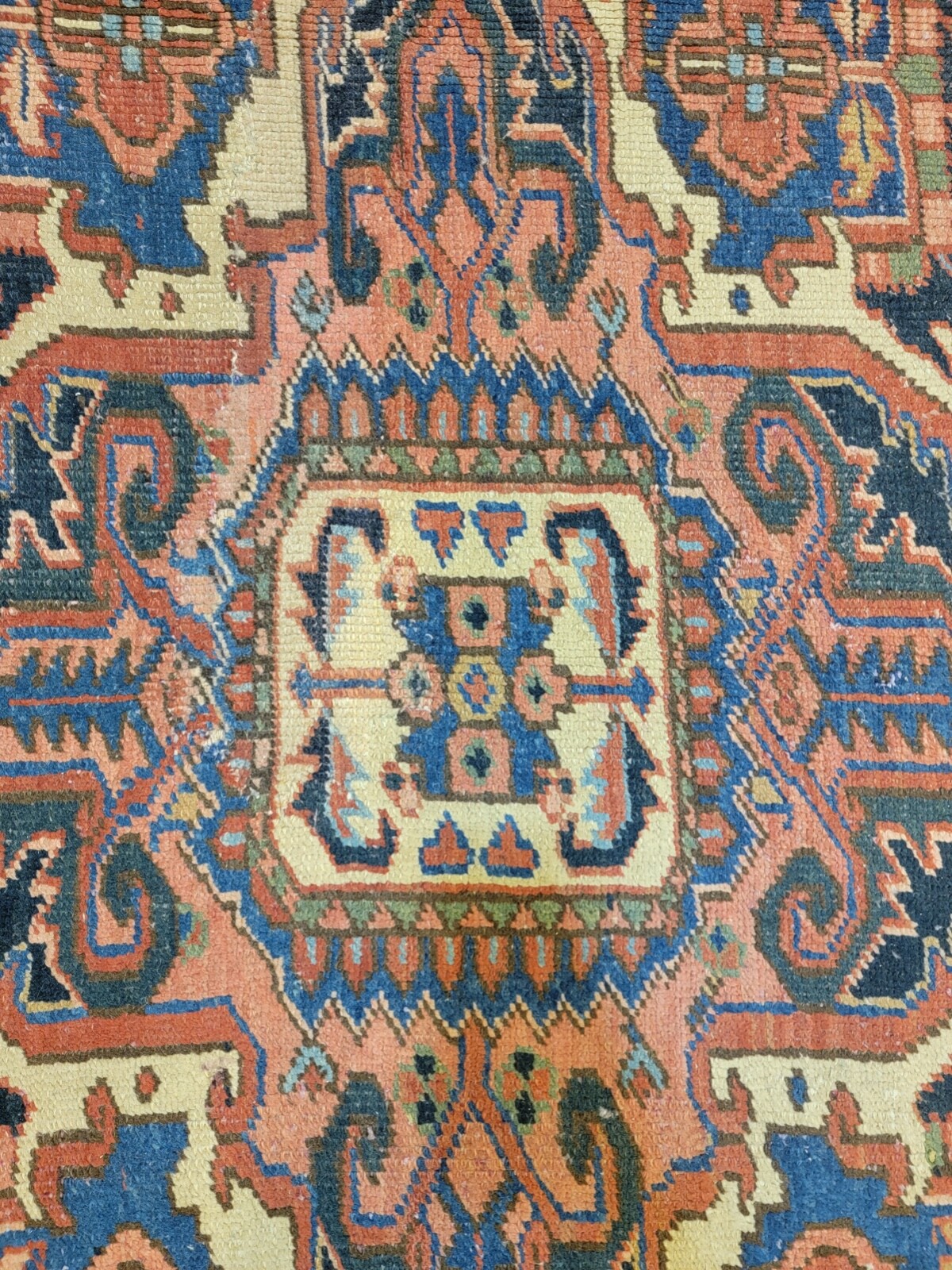 Antique Oriental Hand-Knotted Wool Area Rug Terracotta/Beige/Green 7'7" x 9'10" gallery