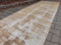 Vintage Turkish Oushak Runner 3×10 Hand Knotted Wool Distressed Beige Ghost