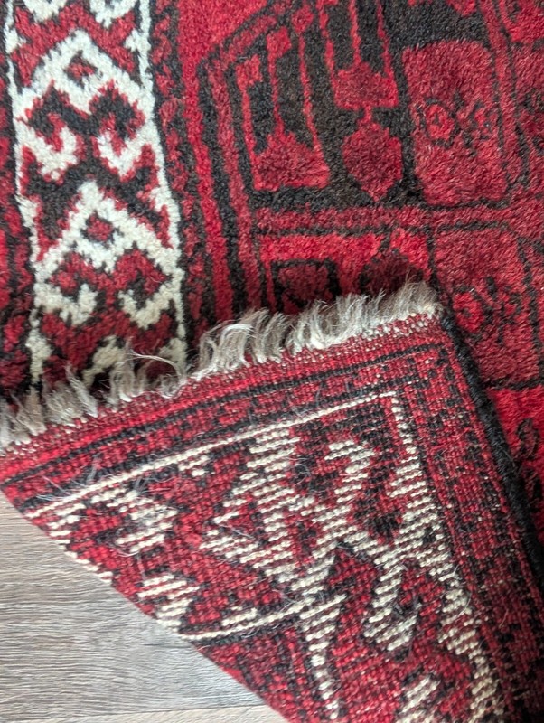 Art Deco Afghan Turkoman Rug Floor Mat Carpet Hand Knotted Tied 38" long 27 wide gallery