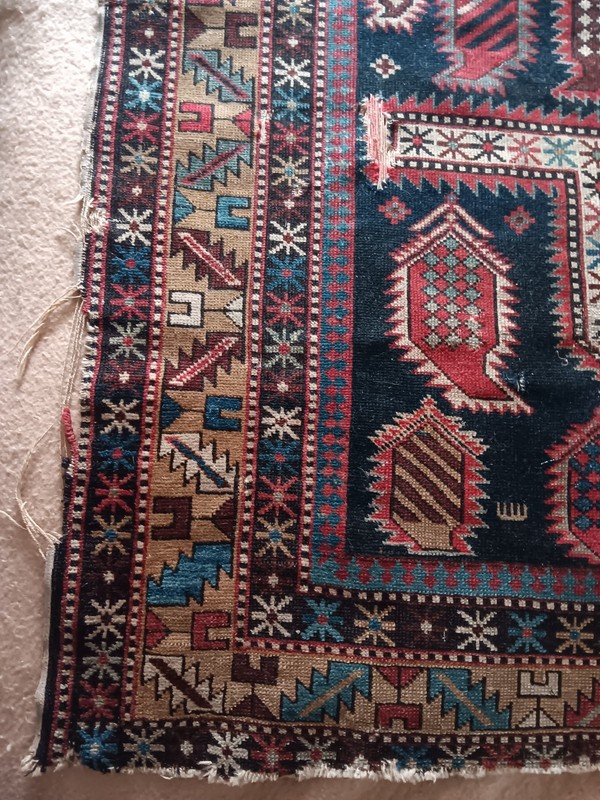 Caucasian Marasali VINTAGE 1900s Hand Knotted SIGNED 47 x 51 Wool Prayer Rug gallery