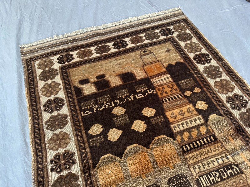 2'9 x 4'2 ft Vintage Afghan Hand Knotted Pictorial Wool Rug Oriental Rug Decor gallery