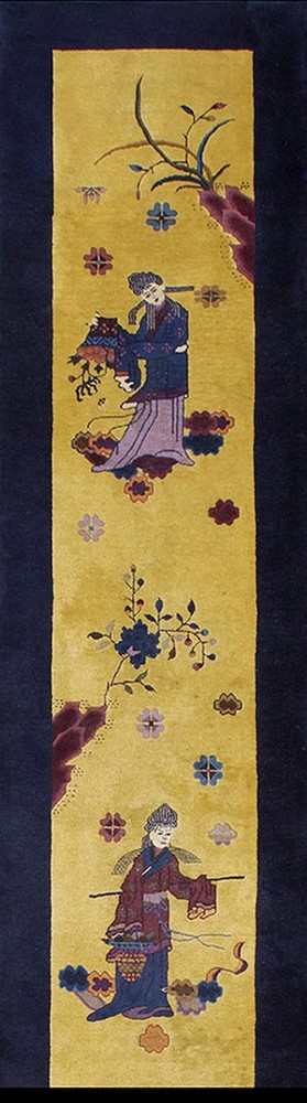 3X16 Antique Chinese Art Deco Wool Area Rug 1920