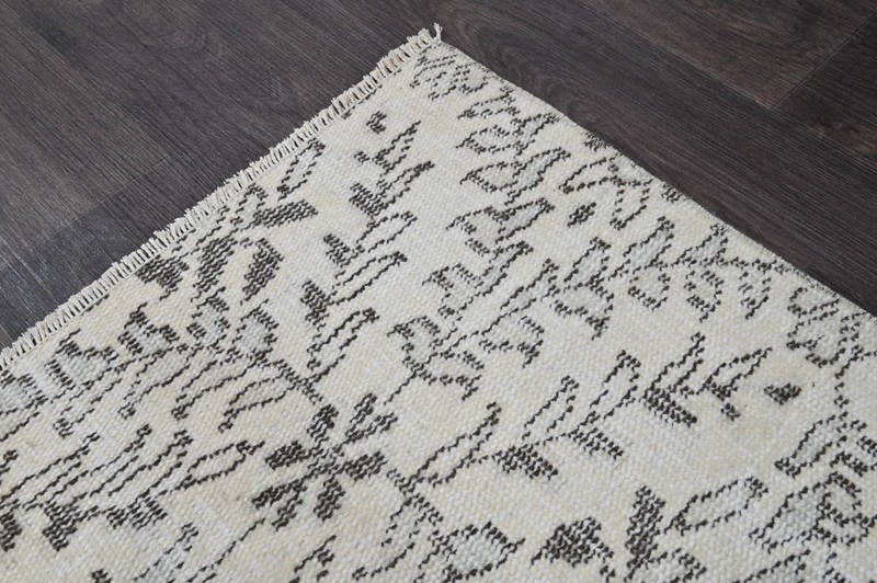 Vintage Turkish Runner Rug 2x5ft Wool Anatolian Handmade Hallway Oushak BEIGE gallery