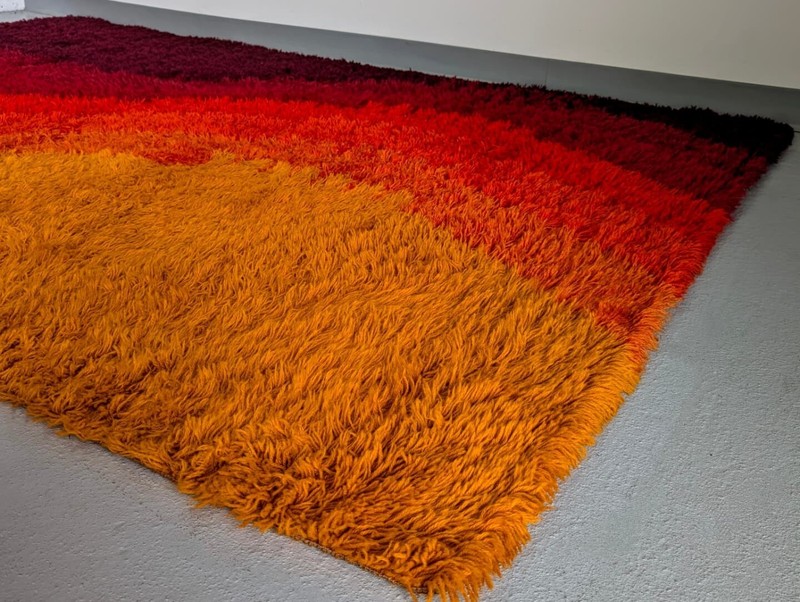 Large Rya Wool Rug "Gotland" Design 9x6 gallery