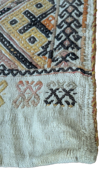 Antique Moroccan Berber Bag Flatweave Diamond Vivid Interior Colors Faded Ext gallery