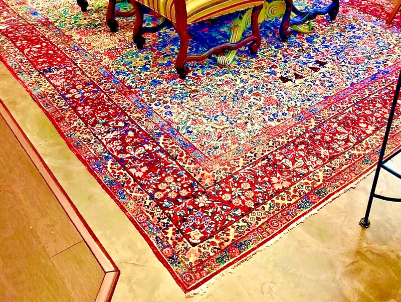 Antique 1899 Kirman Oriental Hand Knotted Rug RedBlue Floral Grape Pattern 12x9 gallery