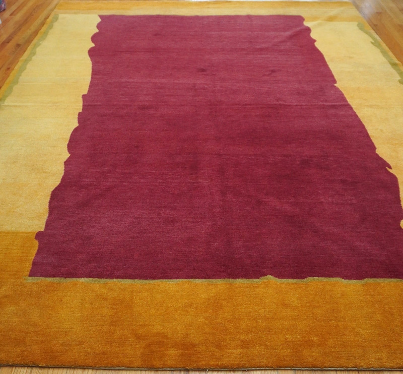 Hand Knotted Wool Rug in Red & Gold By Odegard Rare Oriental Tibetan Rug 9'x12' gallery