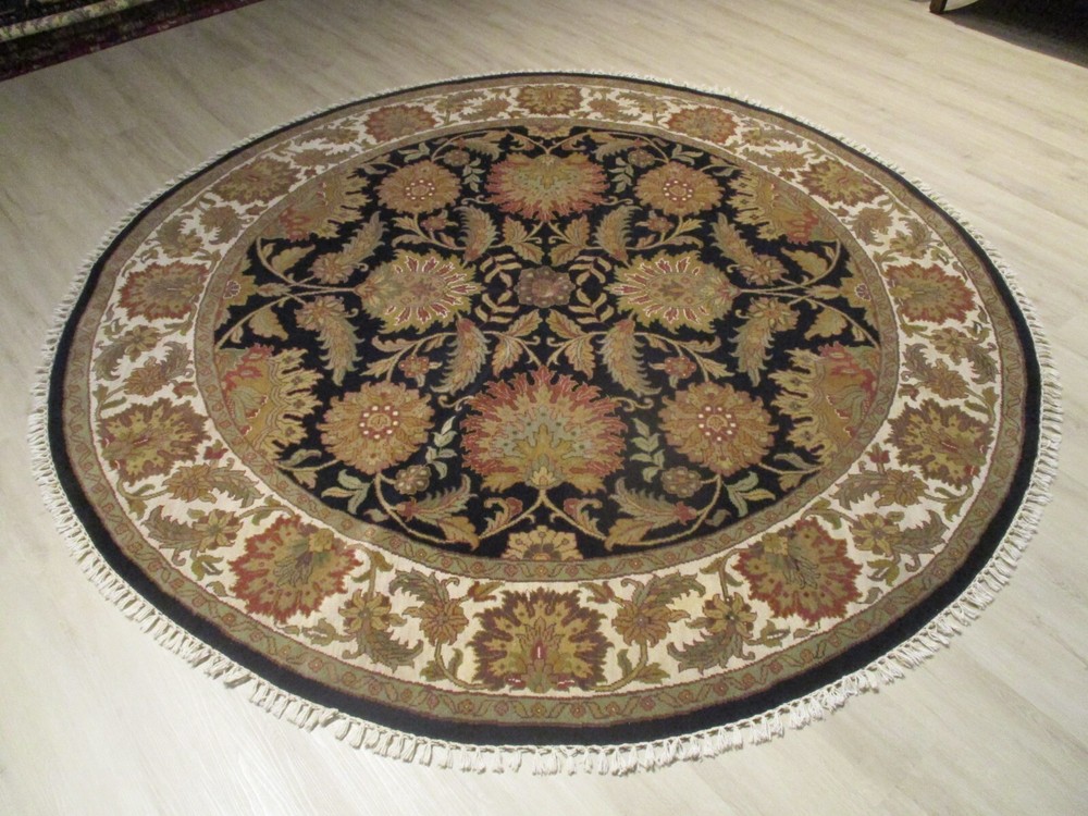 8' ROUND GORGEOUS DESIGN Allover-Pattern HANDMADE-KNOTTED FINE WOOL RUG 586027