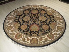 8′ ROUND GORGEOUS DESIGN Allover-Pattern HANDMADE-KNOTTED FINE WOOL RUG 586027