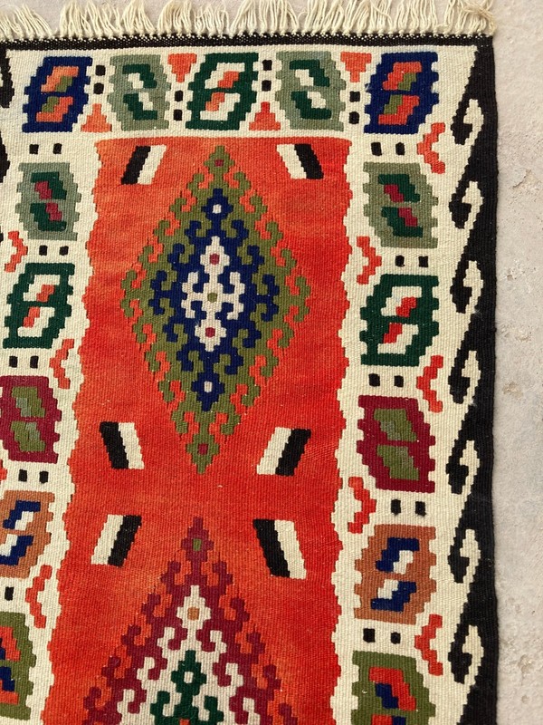 Vintage Traditional Handmade Beautiful Turkish Kilim Floor Rug Carpet 196x52 cm gallery