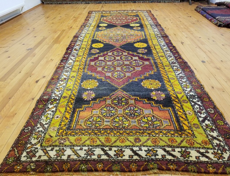 Rare 1930-1939s Antique Wool Pile 3'8×10'6'' Natural Dye High Karabahk Region gallery