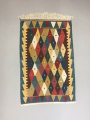 Vintage Turkish Kilim 153×100 cm Wool Kelim Rug Red Beige Blue Medium