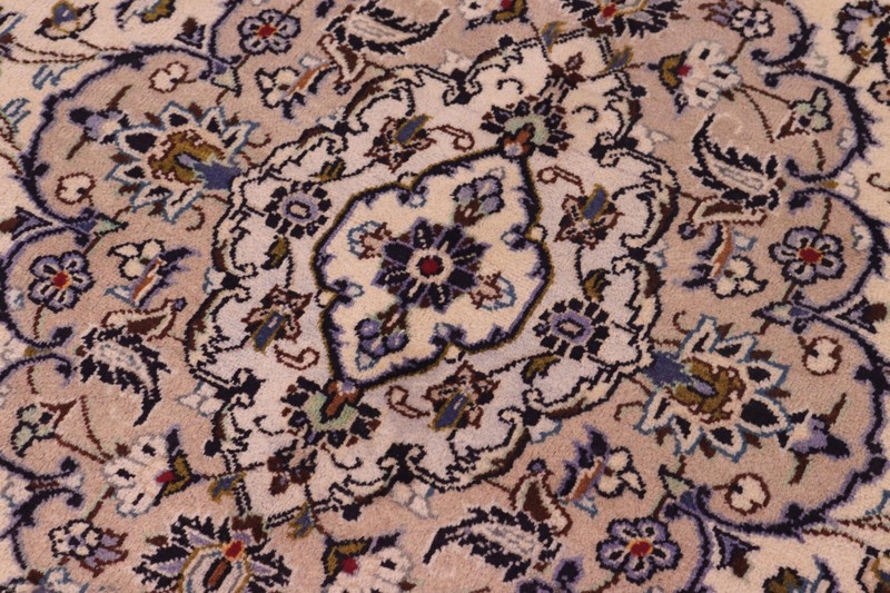 Elegant Hand-Knotted Wool Rug – 8'2" x 11'6" Ivory & Blue With Medallion gallery