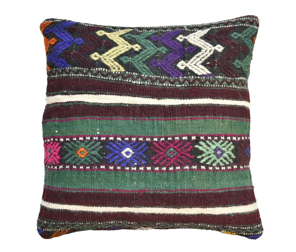 16''x16'' Decorative Handmade Turkish Kilim Pillow Cover Sofa Rug Cushion Cover