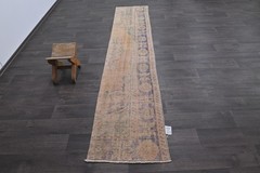 Vintage Turkish Runner Rug 2x10ft Wool Anatolian Handmade Hallway Oushak ORANGE