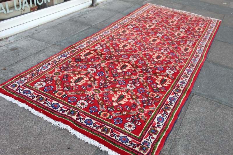 Vintage Hand Made Traditional Oriental Wool Red Long Rug Runner 263x105cm gallery