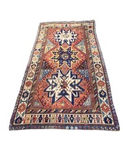 #827 Rare 19th C Antique Tribal Caucasian Star Kazak Rug 7′ 10″ BY 4′ 10″
