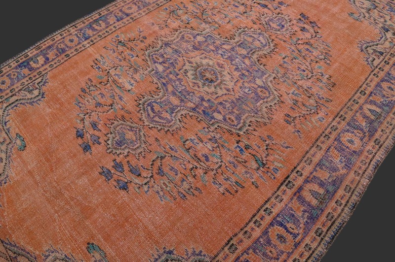 Vintage Turkish Oushak Rug, Orange 5x8 ft, Handmade Wool, Bohemian Anatolian gallery